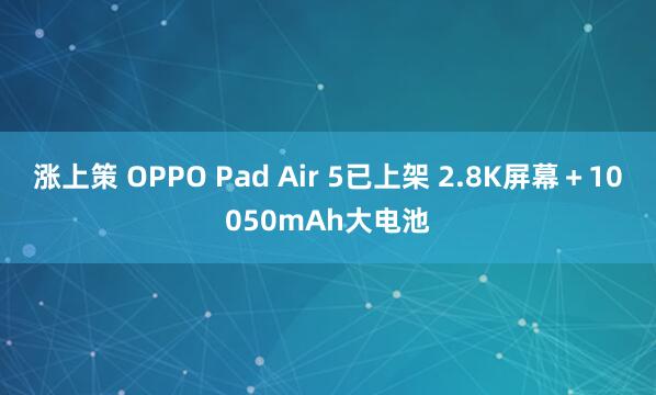 涨上策 OPPO Pad Air 5已上架 2.8K屏幕＋10050mAh大电池
